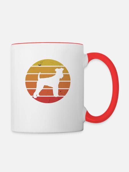Airedale terrier Hund Vintage Retro Evolution - Tasse zweifarbig - Weiß/Rot
