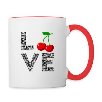 Cherry Cherry Heartbeat Fruit Cherries - Contrasting Mug - white/red - Right