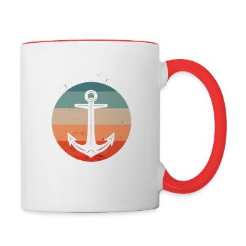 Papitän Capitän Anker Retro Vintage Papa - Tasse zweifarbig - Weiß/Rot - Rechts