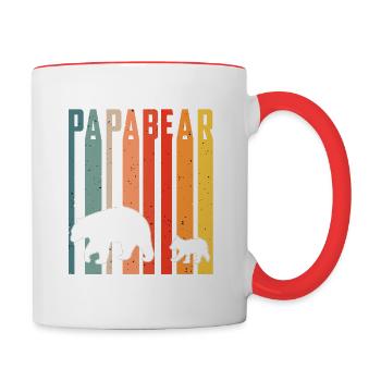 Vintage Papa Ours Bébé Ours Rétro Ours - Mug contrasté - blanc/rouge - Droite