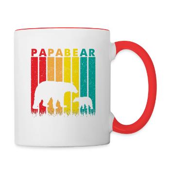Vintage Papa Ours Bébé Ours Rétro Ours - Mug contrasté - blanc/rouge - Droite