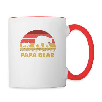 Vintage Papa Ours Bébé Ours Rétro Ours - Mug contrasté - blanc/rouge - Droite
