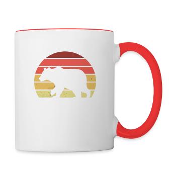 Vintage Papa Ours Bébé Ours Rétro Ours - Mug contrasté - blanc/rouge - Droite