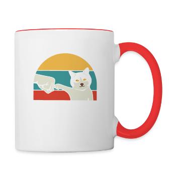 Vintage Best Cat Dad Daddy Retro - Contrasting Mug - white/red - Right