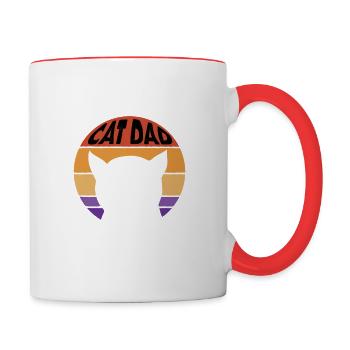 Vintage Best Cat Dad Daddy Retro - Contrasting Mug - white/red - Right