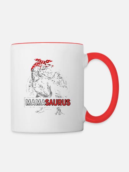 Mama Sauraus Dino Mamasaurus Rex Dinosaurier - Tasse zweifarbig - Weiß/Rot