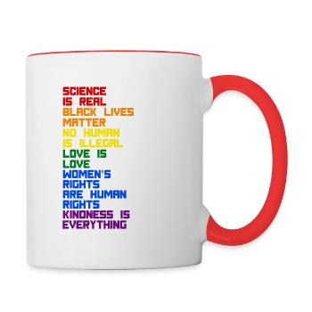 Gay Pride Science Is Real Black Lives Matter Love - Mug contrasté - blanc/rouge - Droite