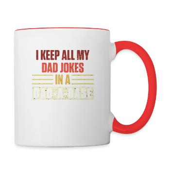 I Keep All My Dad Jokes In A Dad A Base Dad Jokes ! - Mug contrasté - blanc/rouge - Droite