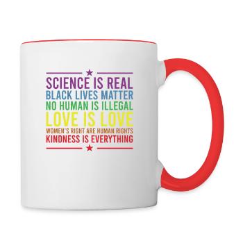 Kindness is EVERYTHING Science is Real Love - Mug contrasté - blanc/rouge - Droite