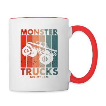 Vintage Monster Truck Are My Jam Retro engines - Contrasting Mug - white/red - Right