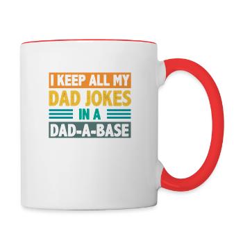 I Keep All My Dad Jokes In A Dad-A-Base Vintage - Contrasting Mug - white/red - Right