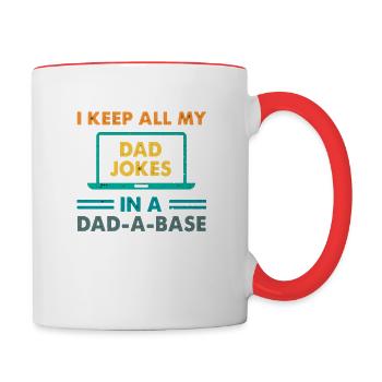 I Keep All My Dad Jokes In A Dad-A-Base Vintage - Contrasting Mug - white/red - Right