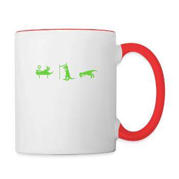 Dino The struggle is real funny T-Rex gym workout - Mug contrasté - blanc/rouge - Droite