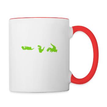Dino The struggle is real funny T-Rex gym workout - Contrasting Mug - white/red - Right