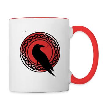 Red Moon Norse Viking Raven Gothic Black Crow - Tasse zweifarbig - Weiß/Rot - Rechts