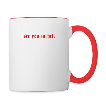 Occult Gothic Grunge Satan 666 Dark Art - Contrasting Mug - white/red - Right