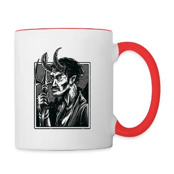 Occult Gothic Grunge Satan 666 Dark Art - Contrasting Mug - white/red - Right