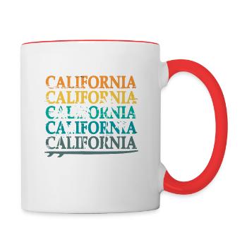 San Diego CA California Van Life Surfer USA - Mug contrasté - blanc/rouge - Droite