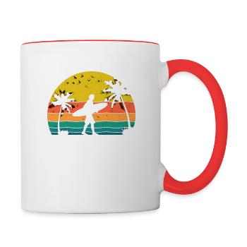 San Diego CA California Van Life Surfer USA - Tasse zweifarbig - Weiß/Rot - Rechts