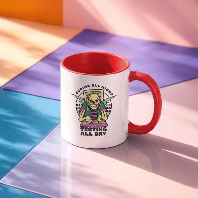 « Coding All Night Programmer | Programmeur » Mug contrasté