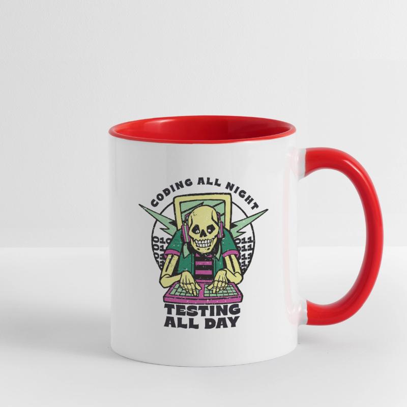 « Coding All Night Programmer | Programmeur » Mug contrasté