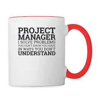 « Project Manager Solve Problems » | Project Manager - Mug contrasté - blanc/rouge - Droite