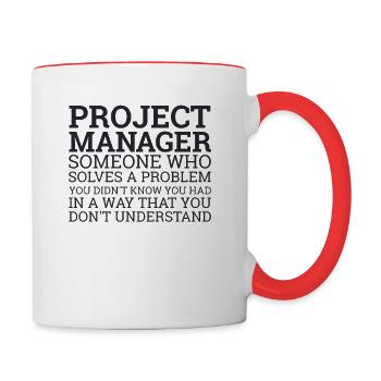 « Project Manager Solve Problems » | Project Manager - Mug contrasté - blanc/rouge - Droite