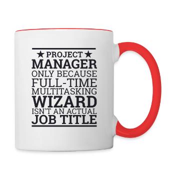 « Project Manager Wizard » | « Project Manager » - Mug contrasté - blanc/rouge - Droite