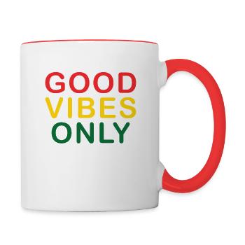Good Vibes Only Rasta Reggae Roots - Mug contrasté - blanc/rouge - Droite
