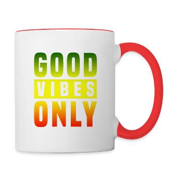 Good Vibes Only Rasta Reggae Roots - Tasse zweifarbig - Weiß/Rot - Rechts