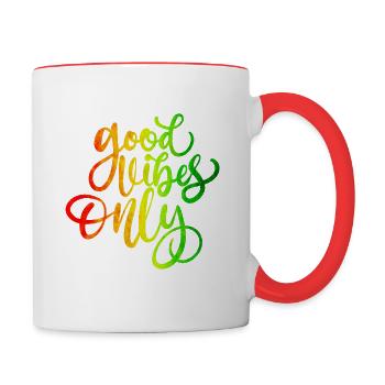 Good Vibes Only Rasta Reggae Roots - Tasse zweifarbig - Weiß/Rot - Rechts
