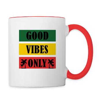 Good Vibes Only Rasta Reggae Roots - Mug contrasté - blanc/rouge - Droite