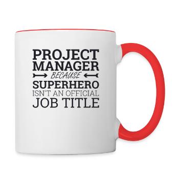 "Project Manager Superhero | Project Manager" - Contrasting Mug - white/red - Right