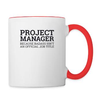 « Project Manager Badass | Project Manager » - Mug contrasté - blanc/rouge - Droite