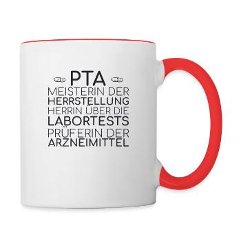 "PTA Definition | Apotheke" - Tasse zweifarbig - Weiß/Rot - Rechts