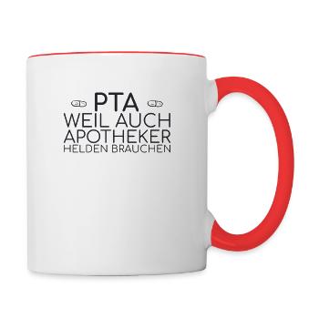 "PTA Helden | Apotheke" - Tasse zweifarbig - Weiß/Rot - Rechts