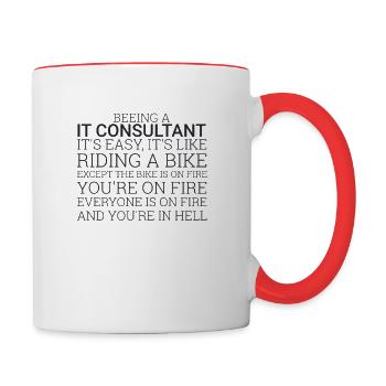 "IT-Consultant Bike | IT-Consultant" - Tasse zweifarbig - Weiß/Rot - Rechts