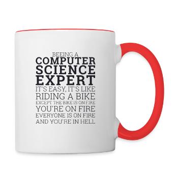 « Expert en informatique | Informatique » - Mug contrasté - blanc/rouge - Droite