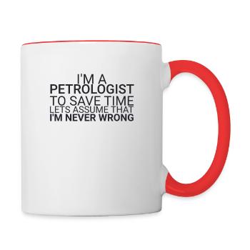 "Petrologist Save Time | Petrology" - Contrasting Mug - white/red - Right
