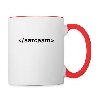 "Sarcasm | Informatik" - Tasse zweifarbig - Weiß/Rot - Rechts