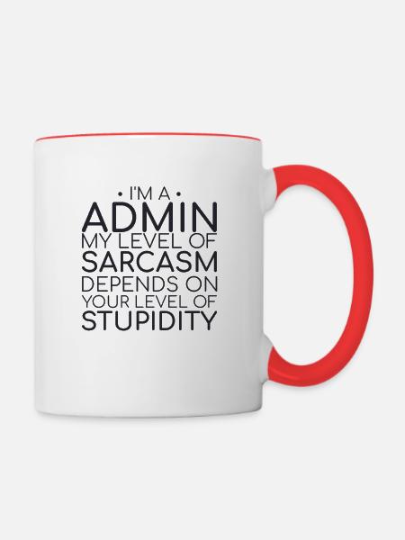 "Admin Sarcasm | Admin" - Tasse zweifarbig - Weiß/Rot