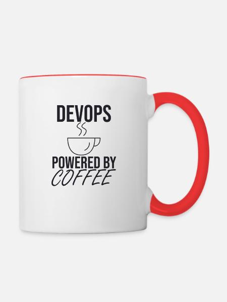 "DevOps Coffee | Softwareentwicklung" - Tasse zweifarbig - Weiß/Rot