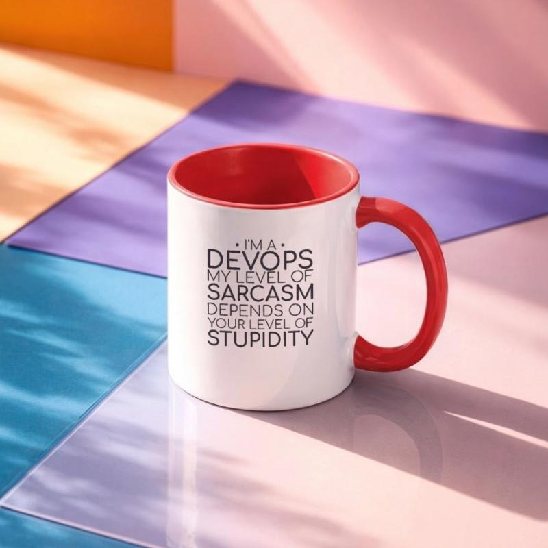 "DevOps Sarcasm | Software Development" Contrasting Mug