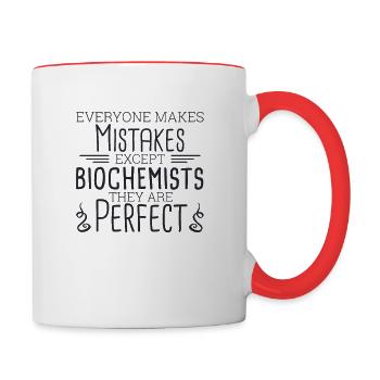 "Biochemist Perfect | Biochemie" - Tasse zweifarbig - Weiß/Rot - Rechts