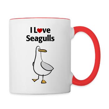 Ich liebe Möwen - Tasse zweifarbig - Weiß/Rot - Rechts
