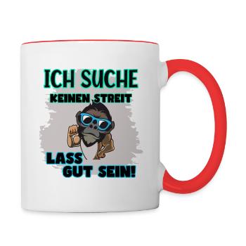 Affe Sonnenbrille Muskeln kein Streit Frieden - Tasse zweifarbig - Weiß/Rot - Rechts