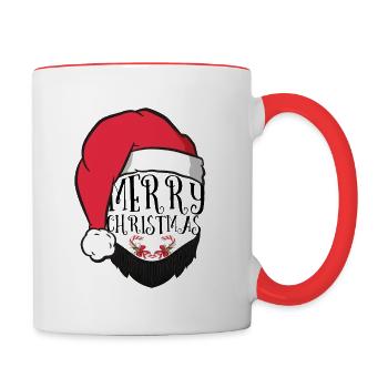 frohe weihnachten - Merry Christmas - Tasse zweifarbig - Weiß/Rot - Rechts