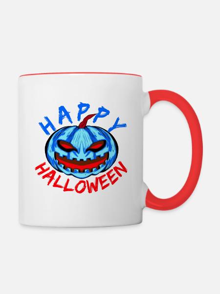 Fröhliches Halloween - Tasse zweifarbig - Weiß/Rot
