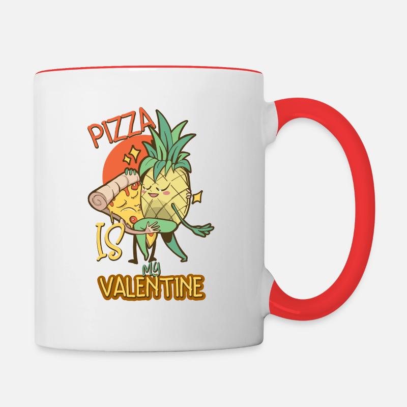 La pizza est ma Saint-Valentin - Mug contrasté - blanc/rouge