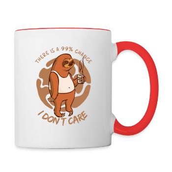 I Dont Care Sloth Saying - Contrasting Mug - white/red - Right
